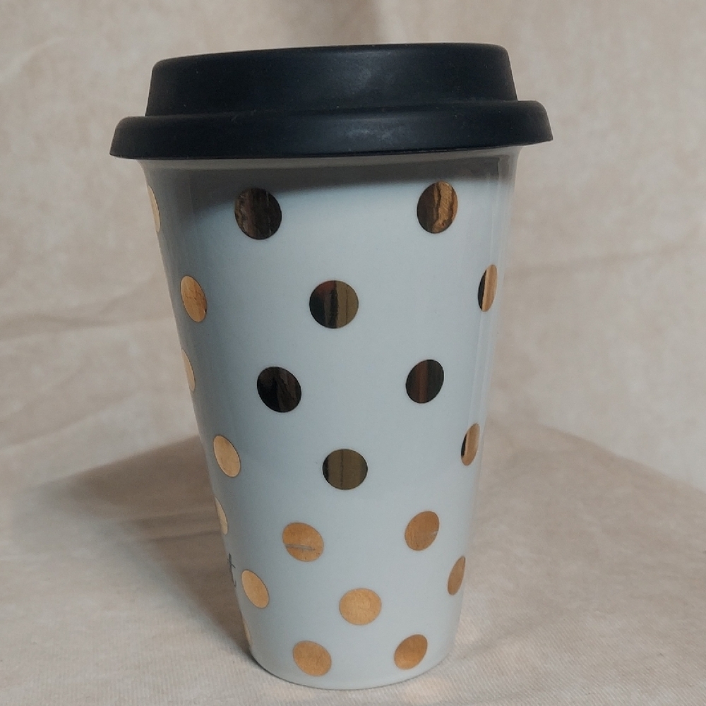 Rosanna "You're Perfect" Gold Polka Dot Commuter Mug - Picture 4 of 8